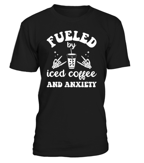 Fueled By Iced Coffee and Anxiety Retro Groovy T-Shirt Unisex