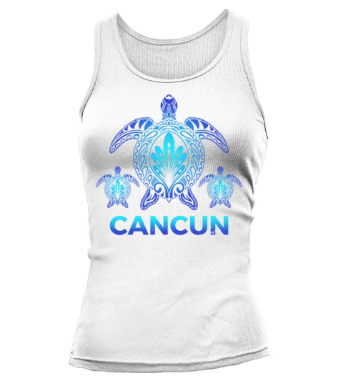 Vintage Cancun Mexico Ocean Blue Turtle Souvenirs Tank top Woman