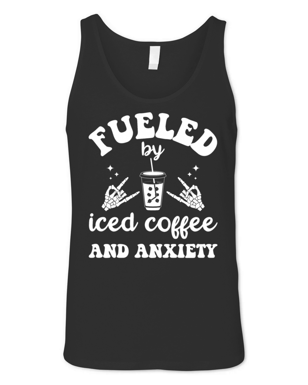 Fueled By Iced Coffee and Anxiety Retro Groovy Unisex Jersey Tank