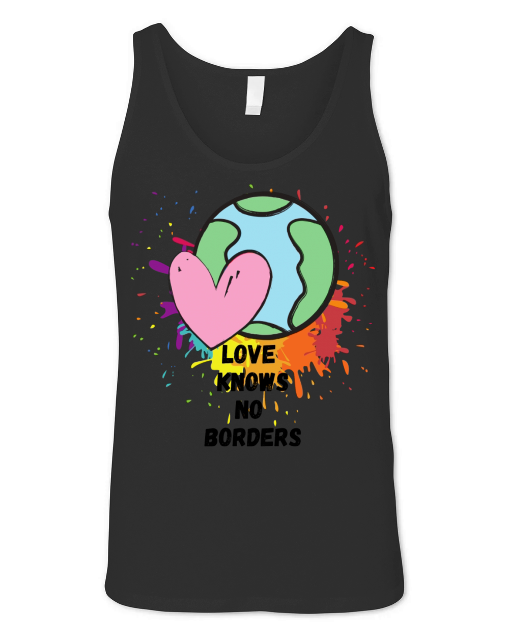Love Knows No Borders Rainbow World Globe Design Unisex Jersey Tank