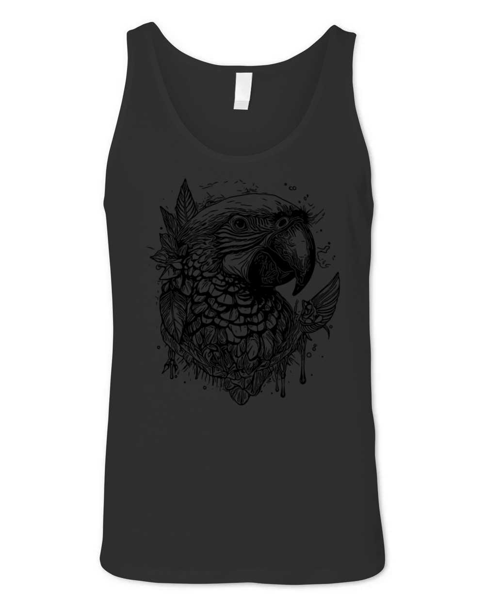 Pretty Parrot Vintage Bird Portrait Drawing Unisex Jersey Tank