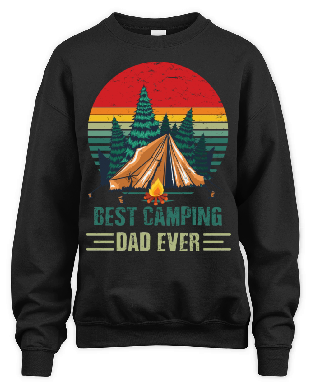 Best Camping Dad Ever Father s Day Vintage Sunset Unisex Premium Crewneck Sweatshirt