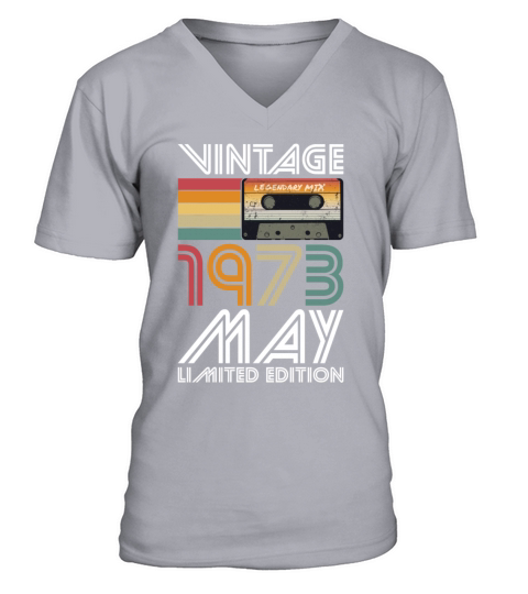50th birthday may 1973 vintage 1973 V-Neck T-shirt