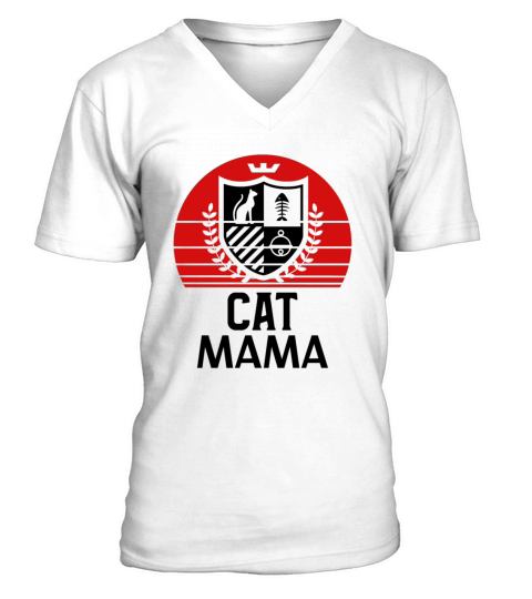 Distressed Cat Mama Vintage Eighties Style Retro V-Neck T-shirt