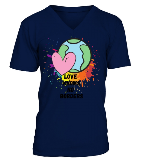 Love Knows No Borders Rainbow World Globe Design V-Neck T-shirt