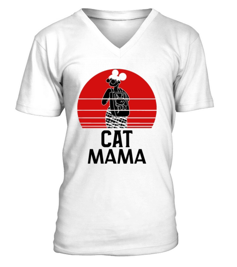 Vintage Cat Lover Shirt Retro Sunset Cat Mom Tee V-Neck T-shirt