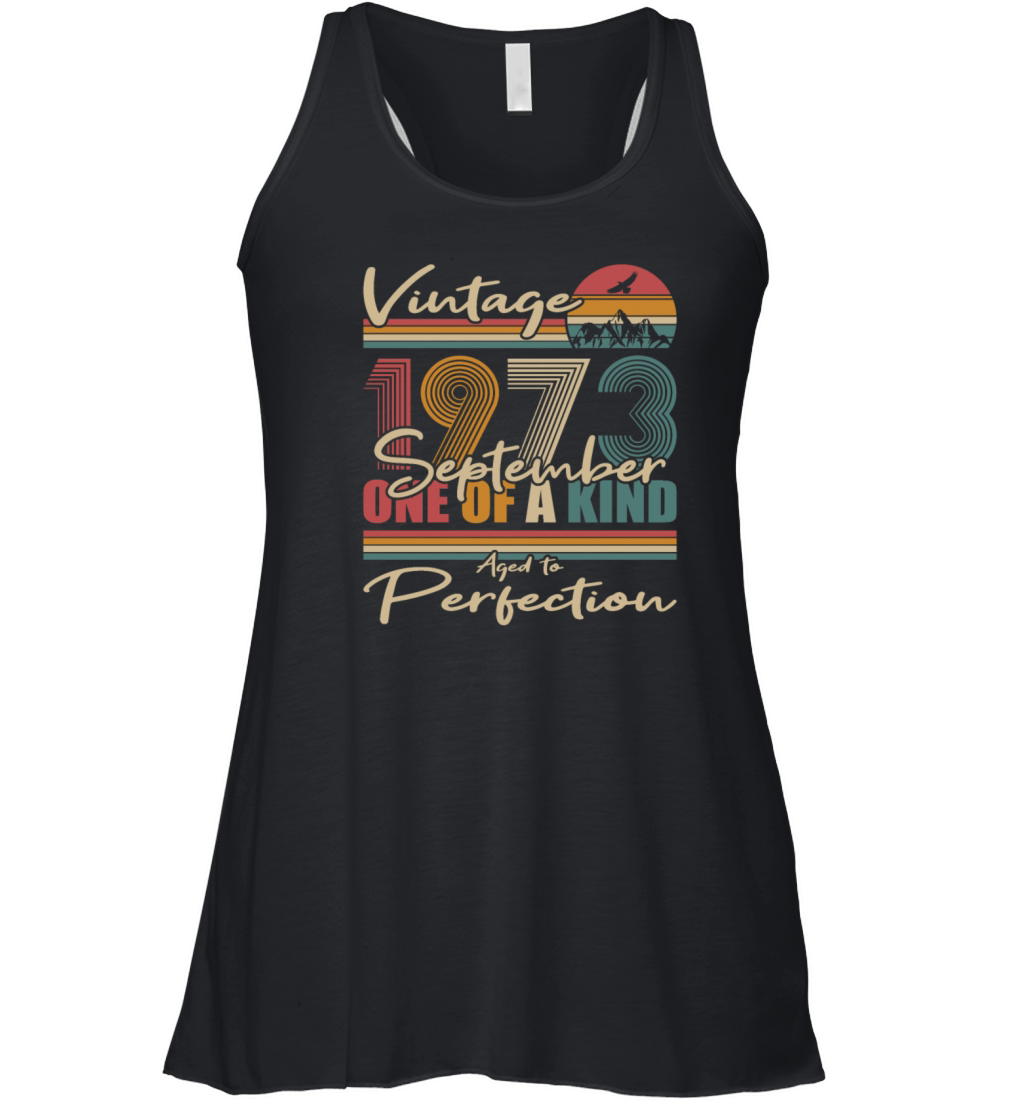 50th birthday september 1973 vintage 1973 Women's Flowy Tank Top