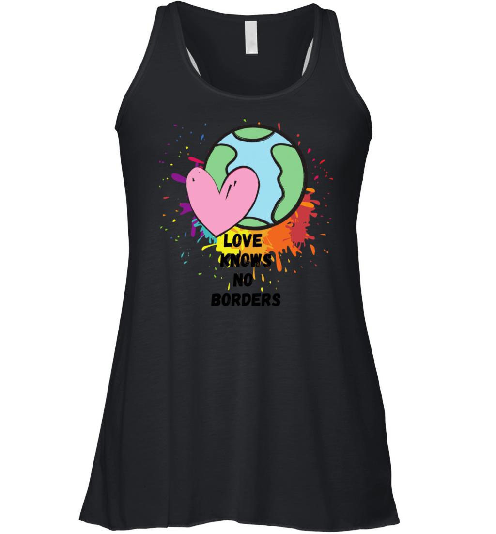 Love Knows No Borders Rainbow World Globe Design Women's Flowy Tank Top