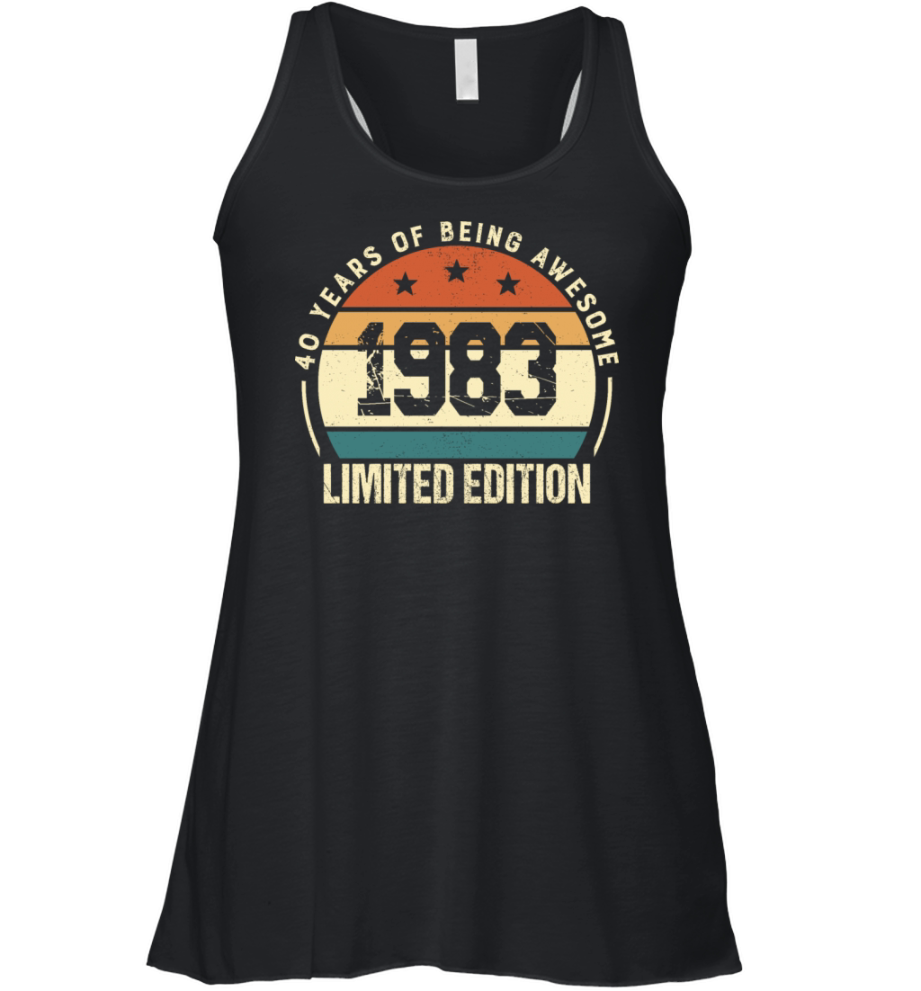 Vintage 40 Year Old Birthday Gifts 1983 Retro 40th Women's Flowy Tank Top