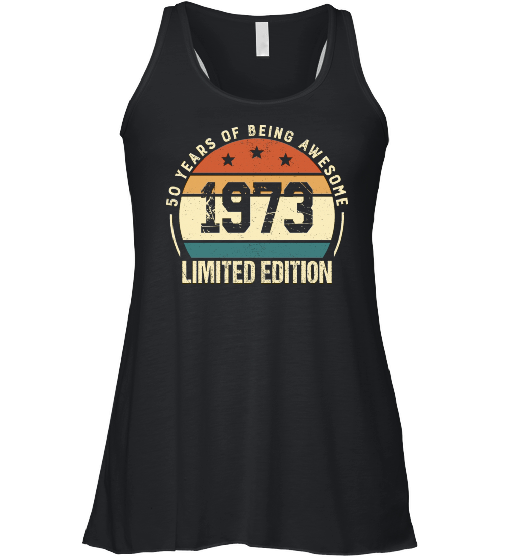 Vintage 50 Year Old Birthday Gifts 1973 Retro 50th Women's Flowy Tank Top