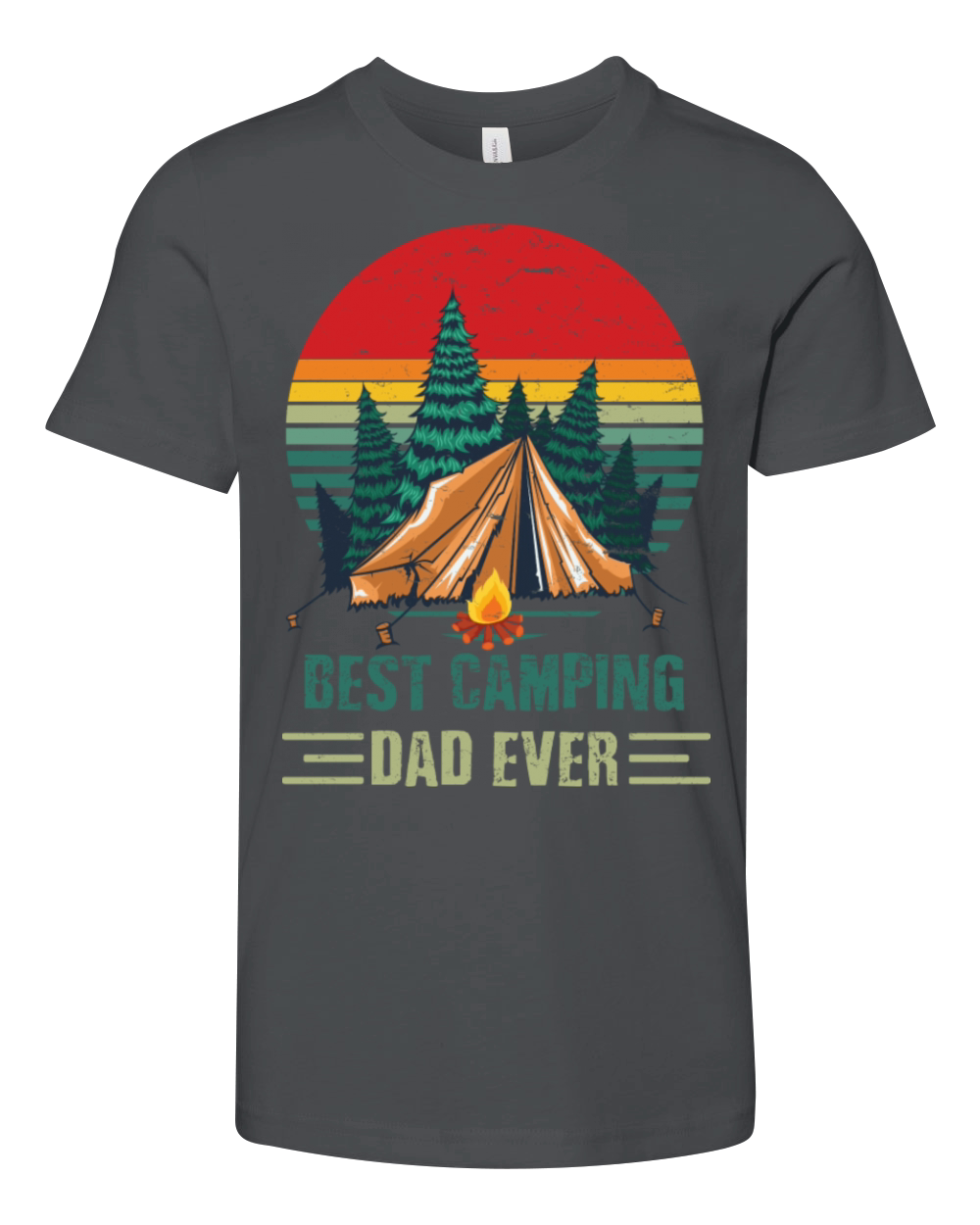Best Camping Dad Ever Father s Day Vintage Sunset Youth Unisex Jersey Tee
