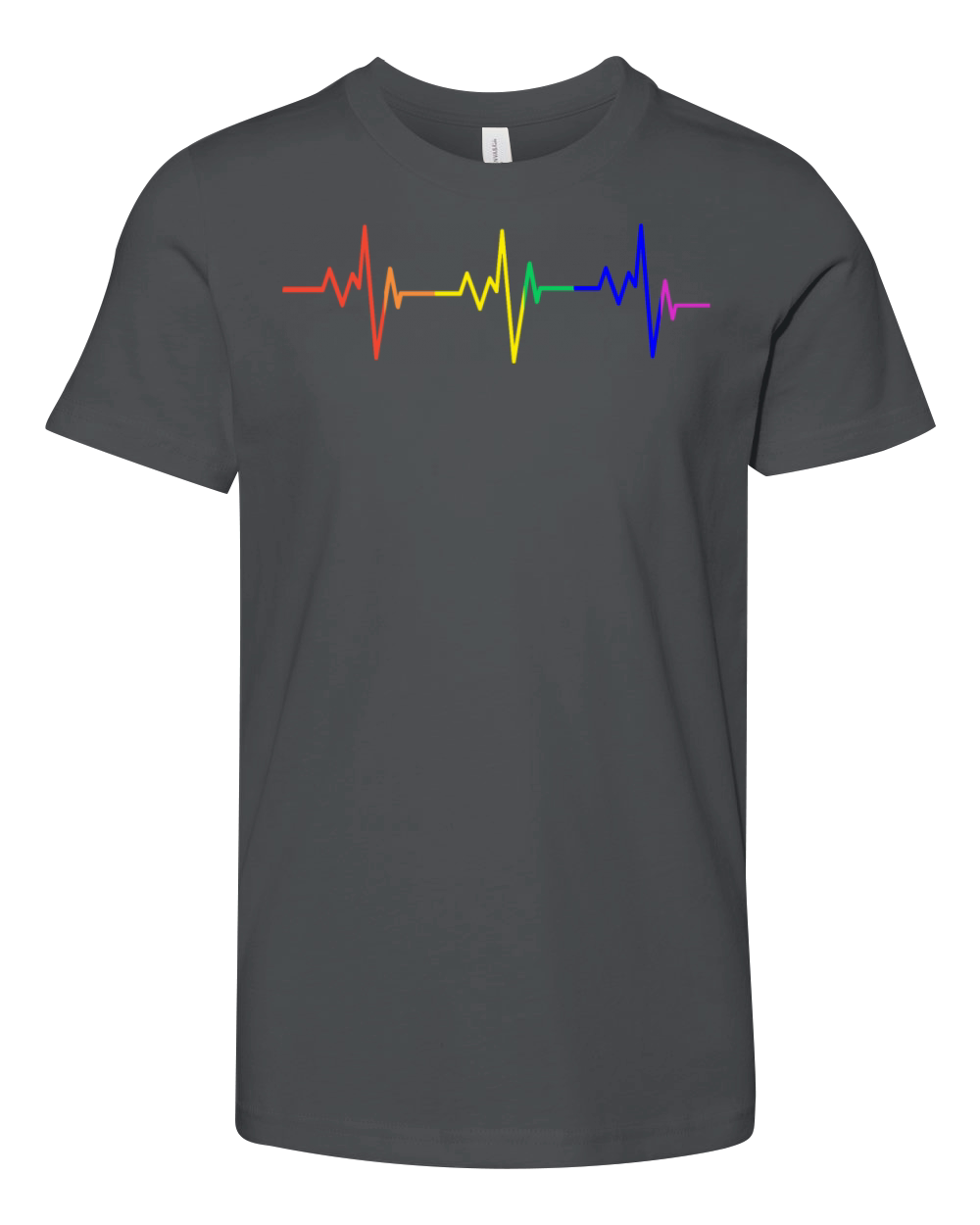 Gay Pride Heartbeat Rainbow Flag LGBT Youth Unisex Jersey Tee