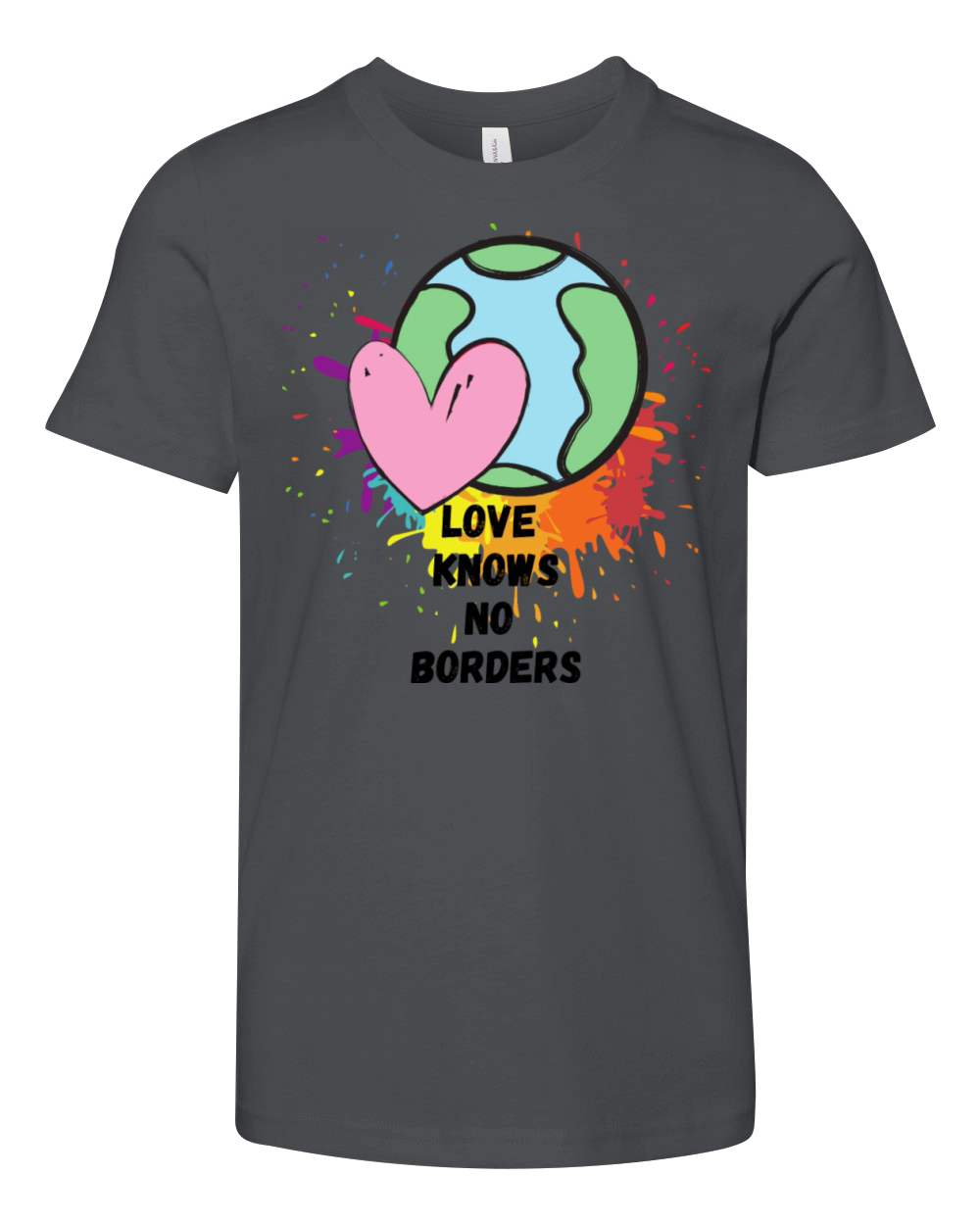 Love Knows No Borders Rainbow World Globe Design Youth Unisex Jersey Tee