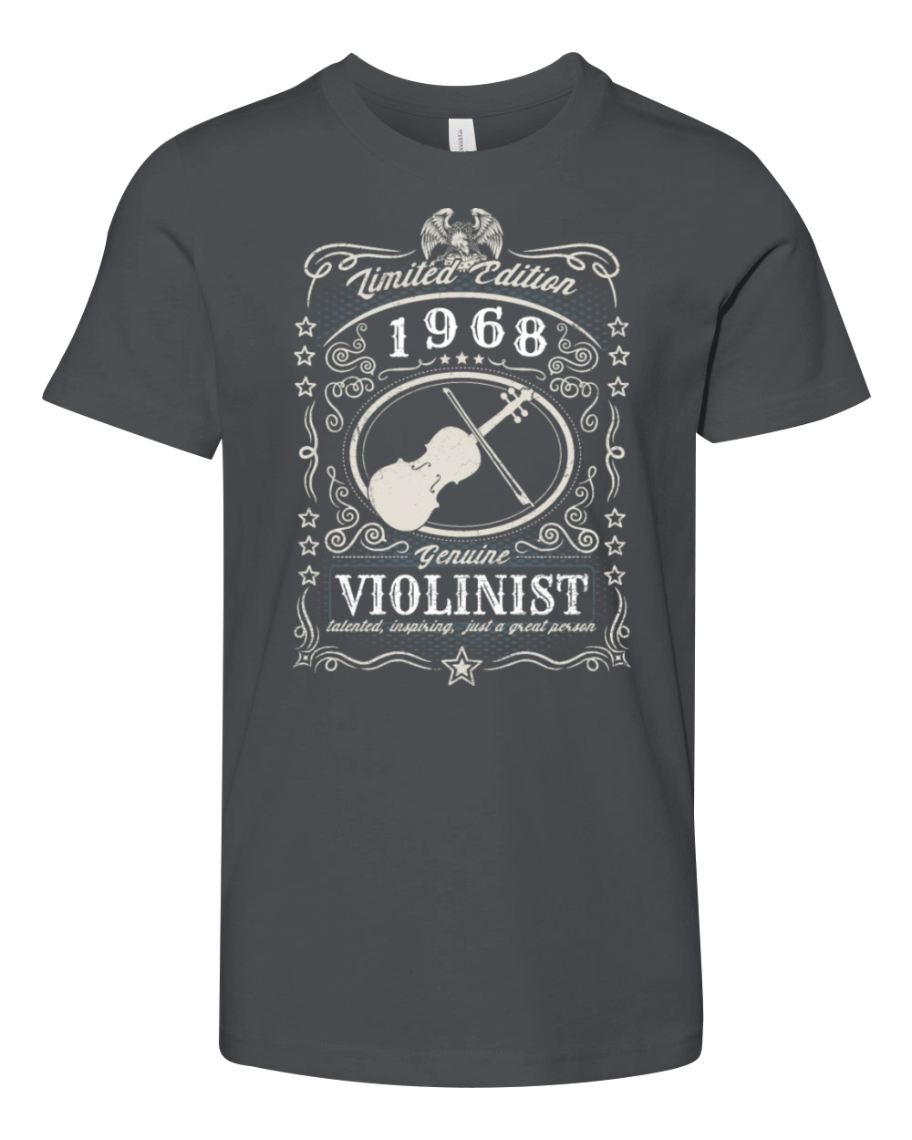 Vintage 1968 Violinist Birthday Gift Violin Player Youth Unisex Jersey Tee