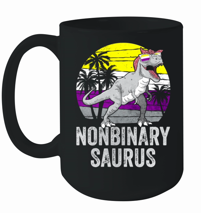Non Binary Pride Flag Dinosaur Trex LGBTQ Ceramic Mug