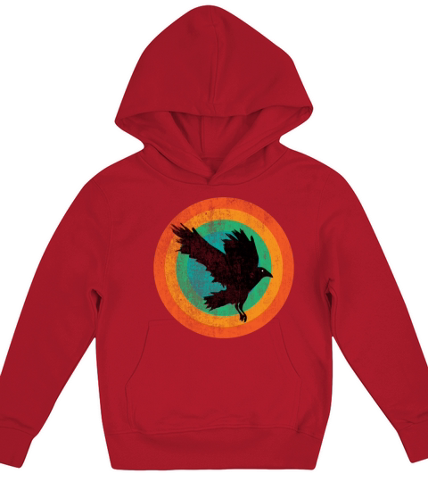 Vintage Beautiful Cute Raven retro Art Kids Hoodie