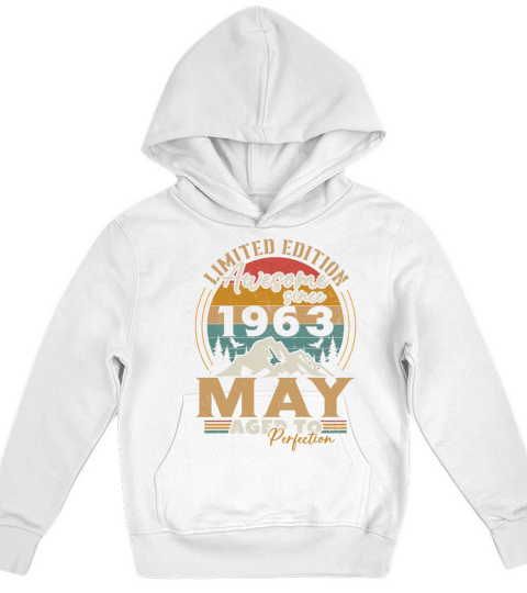Vintage Born In May 1963 Birthday Gift Kids Hoodie