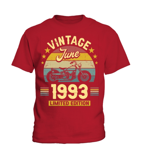 Vintage 30 Years Biker June 1993 30th Birthday Kids T-Shirt