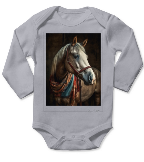 horse - vintage style Long Sleeve Baby One-Piece