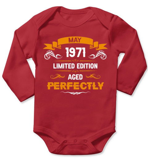 May 1971 Vintage Birthday Present Long Sleeve Baby One-Piece
