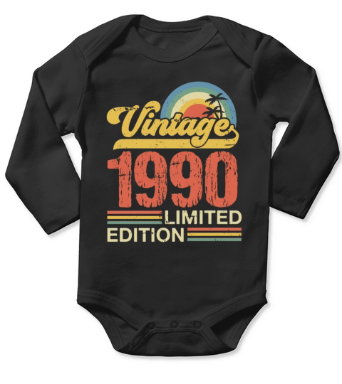 Retro Vintage 1990 Limited Edition Long Sleeve Baby One-Piece