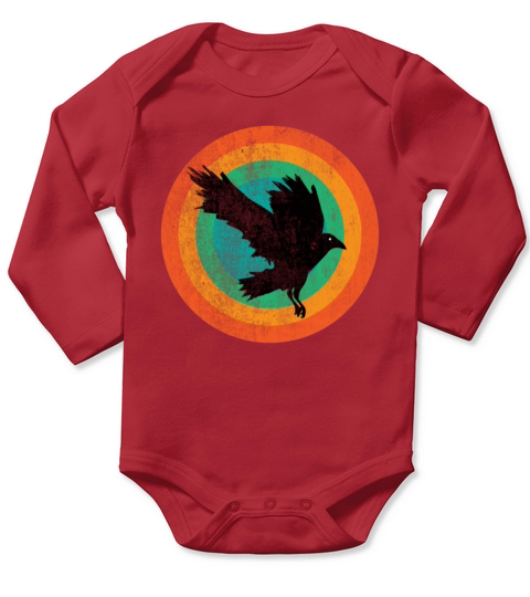 Vintage Beautiful Cute Raven retro Art Long Sleeve Baby One-Piece