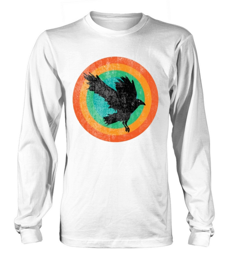 Vintage Beautiful Cute Raven retro Art Long sleeved Unisex