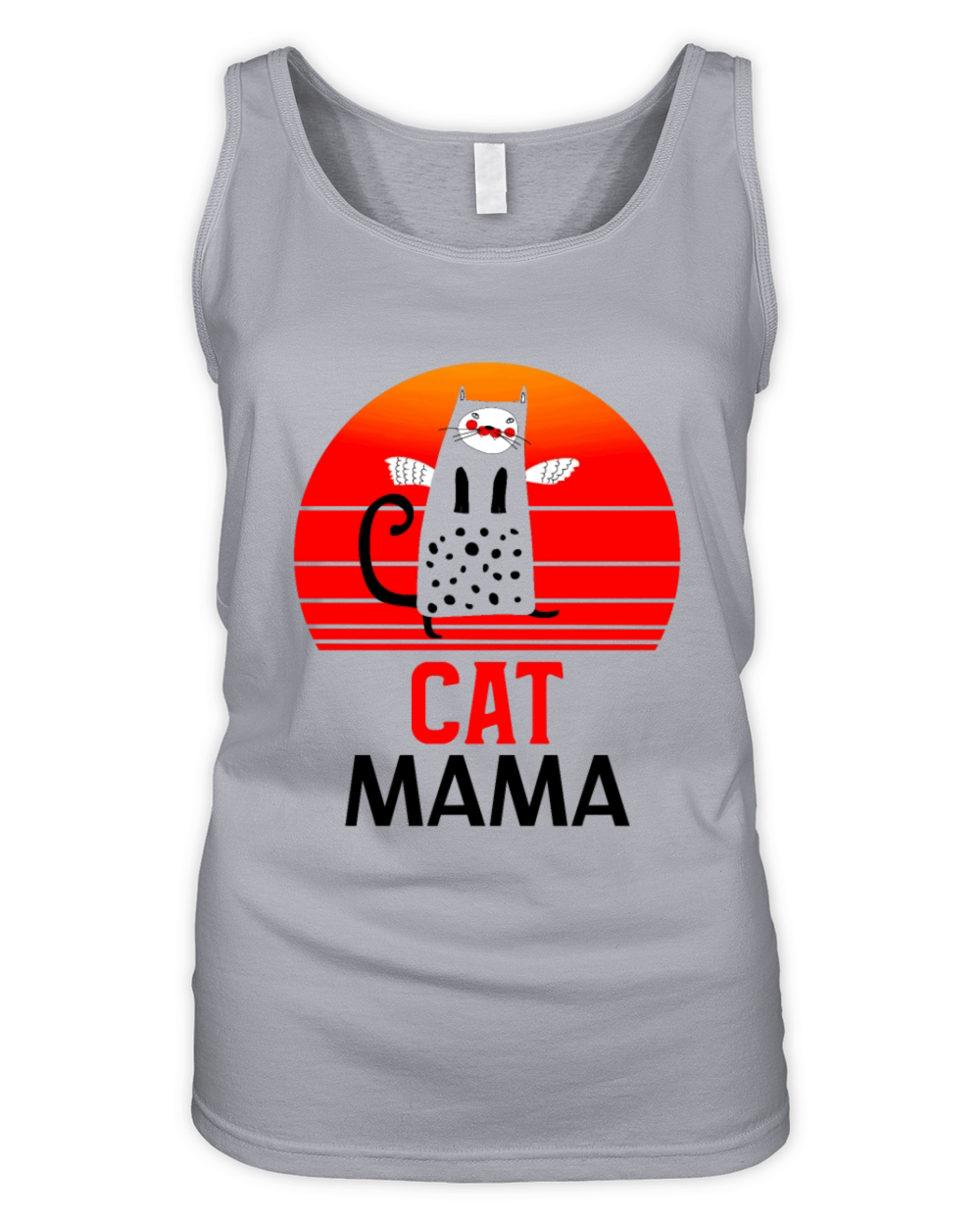 Vintage Eighties Style Distressed Cat Mom Tee Organic Women's Tank Top