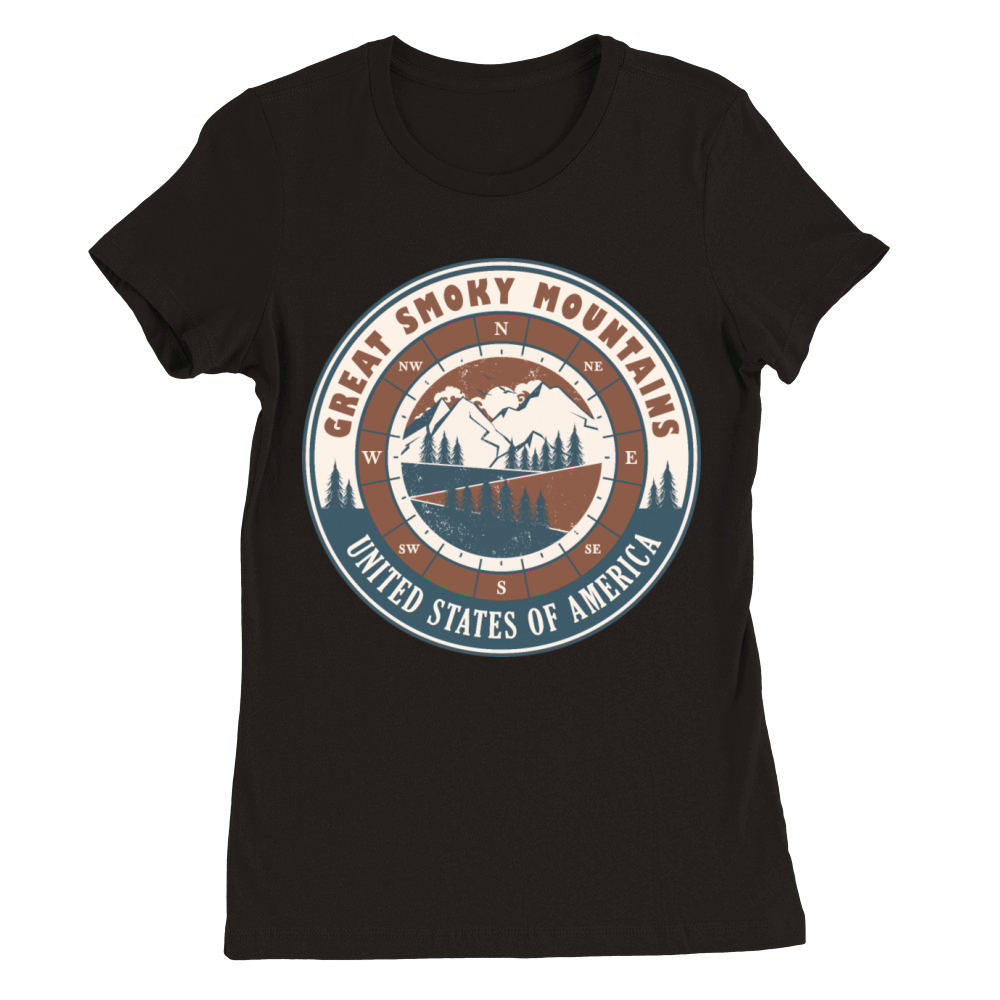 Great Smoky Mountains United States Vintage Hiking Premium Womens Crewneck T-shirt