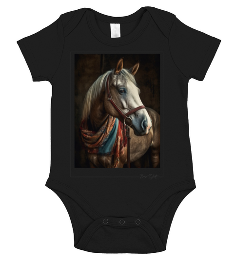 horse - vintage style Short Sleeve Baby One-Piece