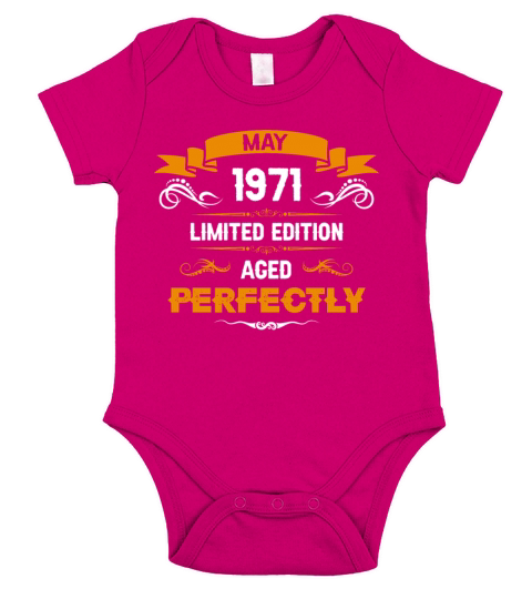 May 1971 Vintage Birthday Present Short Sleeve Baby One-Piece