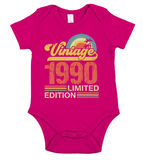 Retro Vintage 1990 Limited Edition Short Sleeve Baby One-Piece