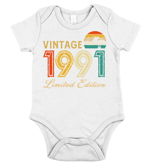 Vintage 1991 Limited Edition Made In 1991 Birthday Short Sleeve Baby One-Piece