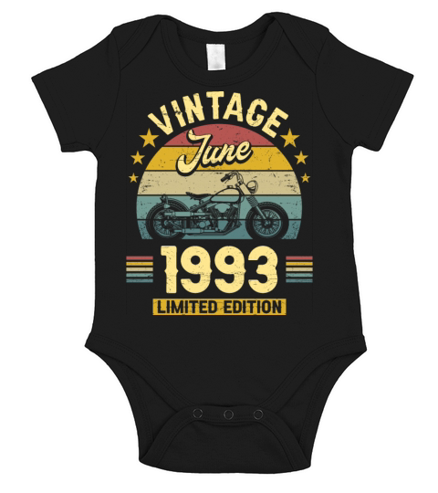 Vintage 30 Years Biker June 1993 30th Birthday Short Sleeve Baby One-Piece
