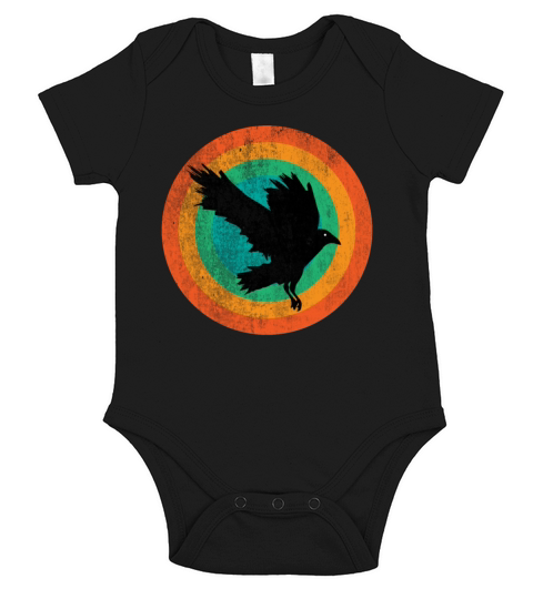 Vintage Beautiful Cute Raven retro Art Short Sleeve Baby One-Piece