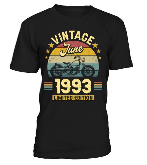 Vintage 30 Years Biker June 1993 30th Birthday T-Shirt Unisex