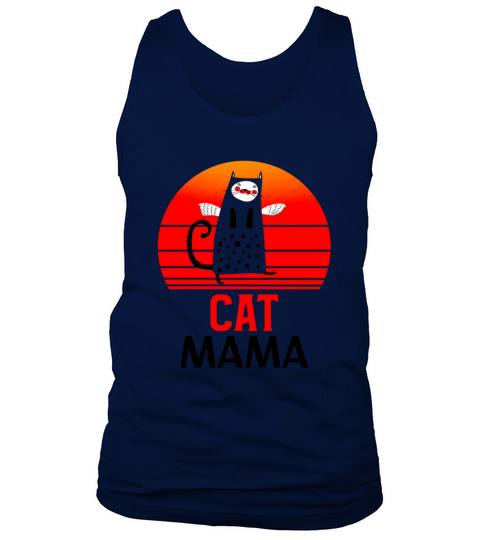 Vintage Eighties Style Distressed Cat Mom Tee Tank Top Unisex