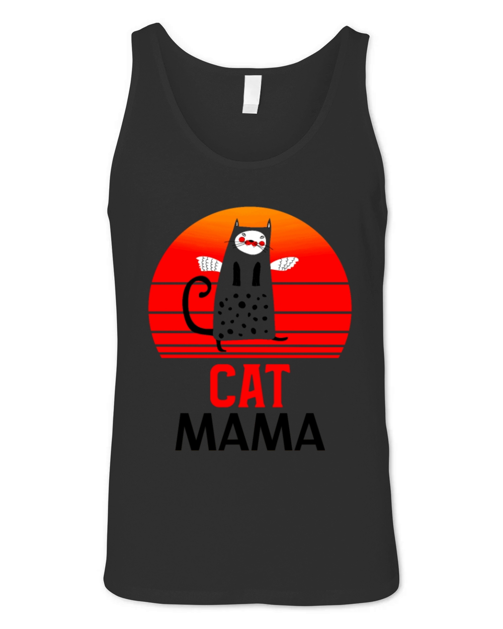 Vintage Eighties Style Distressed Cat Mom Tee Unisex Jersey Tank
