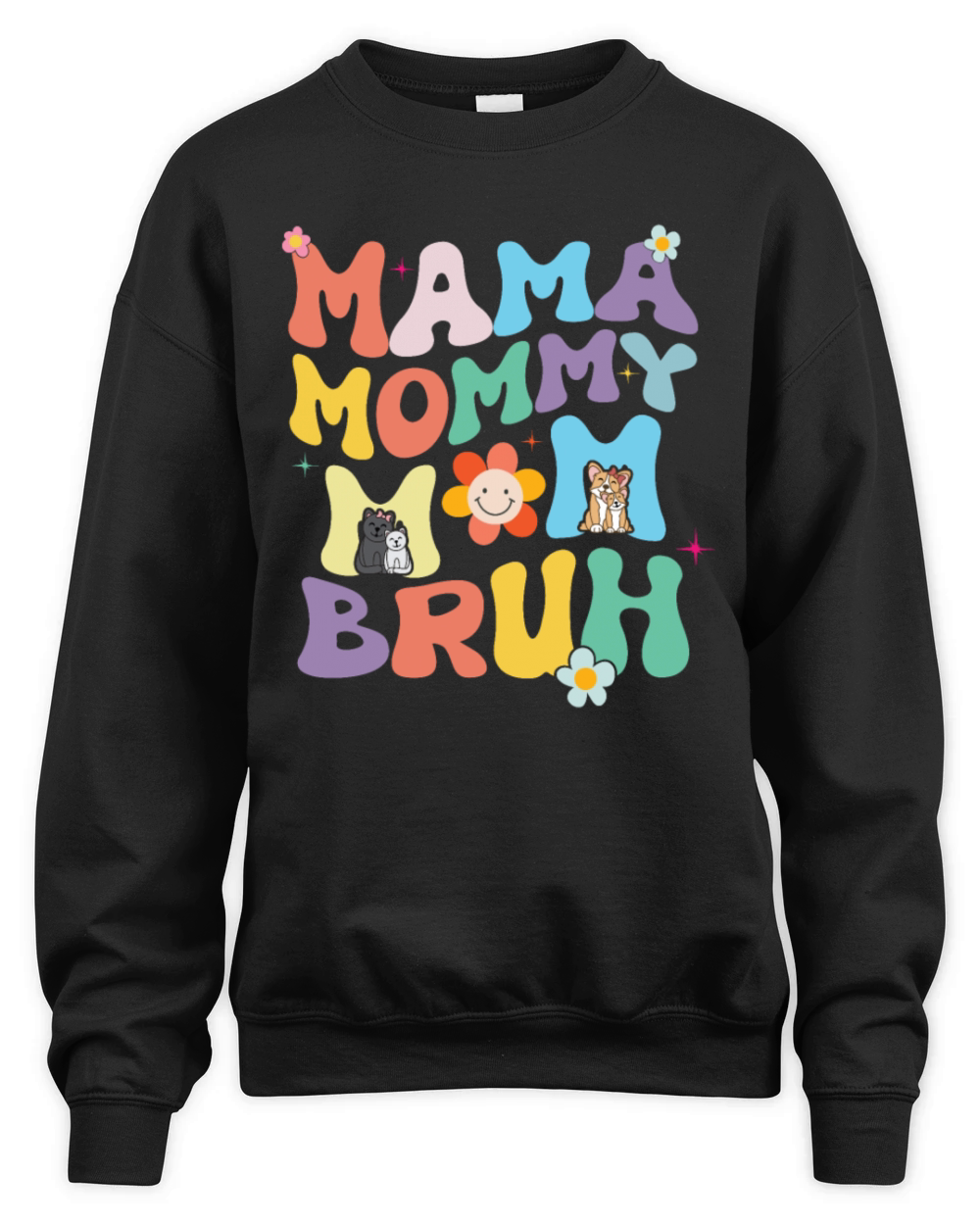 Funny Mothers Days Groovy Mama Mommy Mom Bruh Unisex Premium Crewneck Sweatshirt