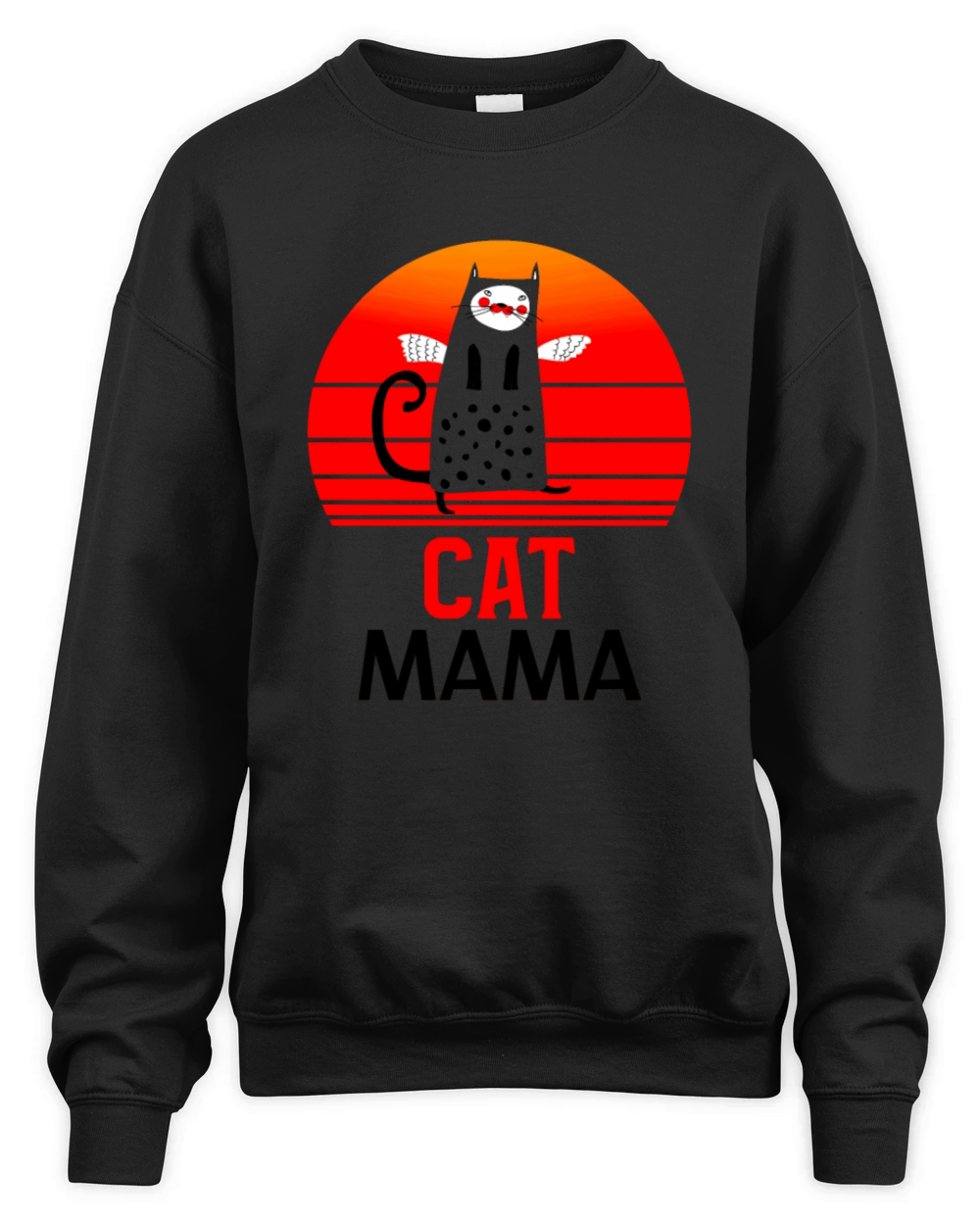 Vintage Eighties Style Distressed Cat Mom Tee Unisex Premium Crewneck Sweatshirt