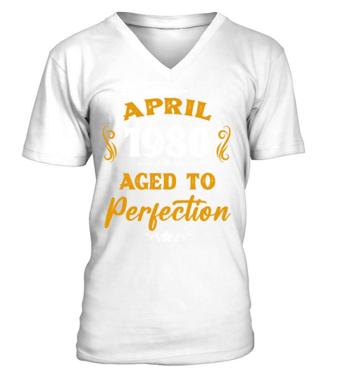 April 1980 Vintage Birthday Present V-Neck T-shirt