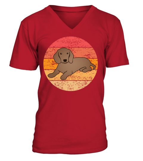 Dachshund Badger Dog Lover Retro Gift V-Neck T-shirt