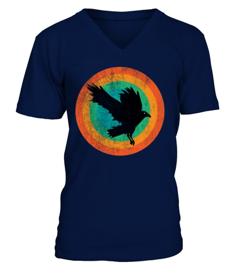 Vintage Beautiful Cute Raven retro Art V-Neck T-shirt