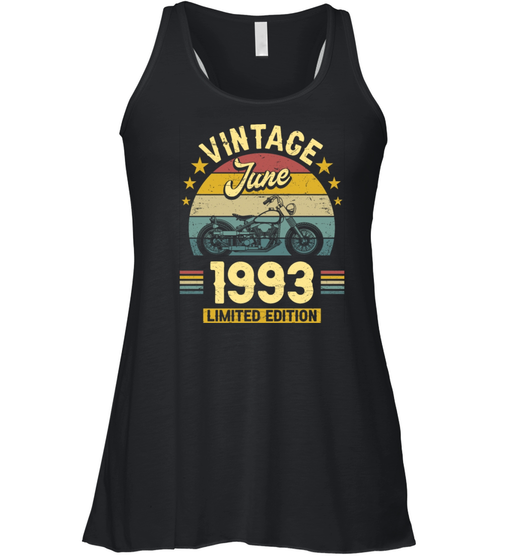 Vintage 30 Years Biker June 1993 30th Birthday Women's Flowy Tank Top