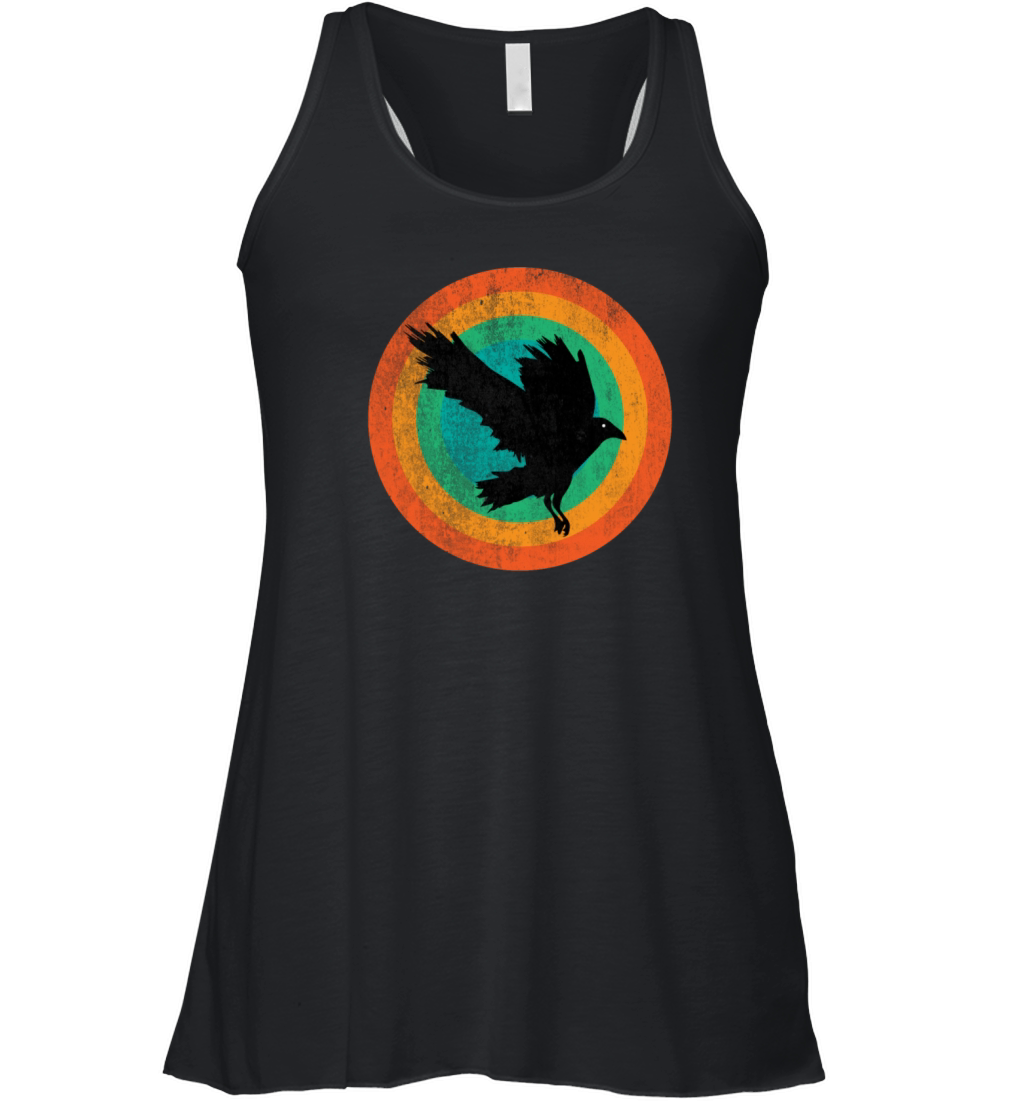 Vintage Beautiful Cute Raven retro Art Women's Flowy Tank Top