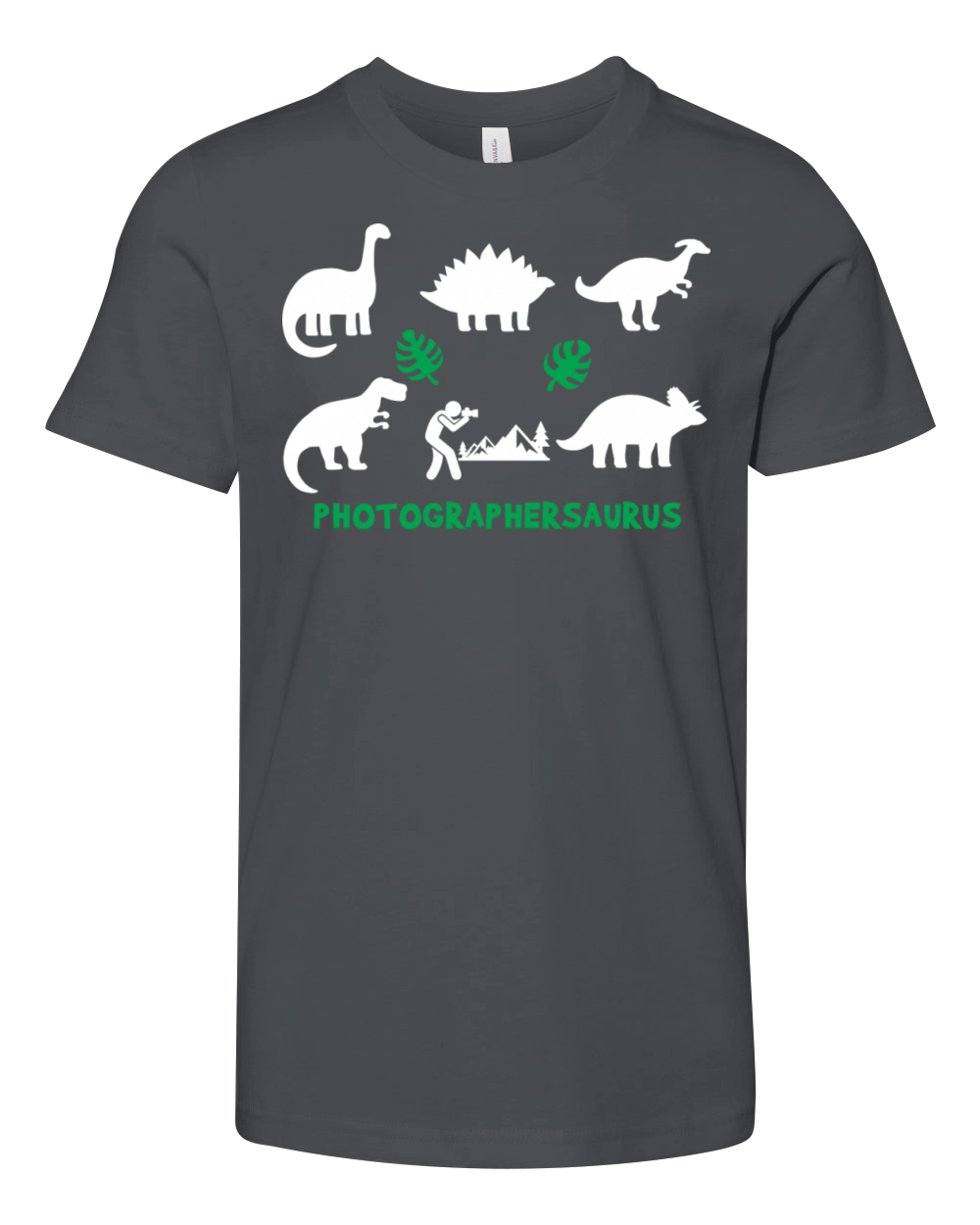 Photographer Saurus Dinosaur Youth Unisex Jersey Tee