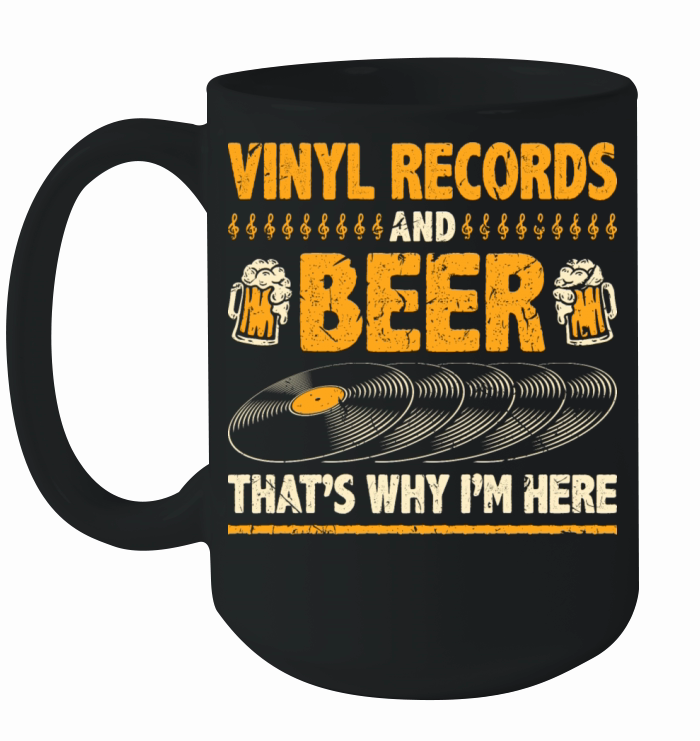 Beer Drinking Funny Vinyl Records Ceramic Mug