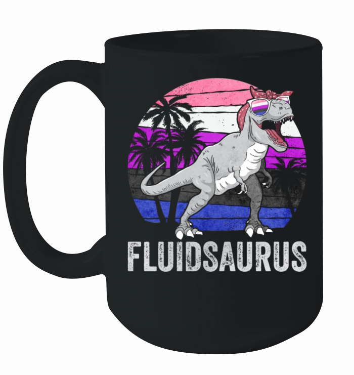 Gender Fluid Pride Flag Dinosaur Trex LGBTQ Ceramic Mug