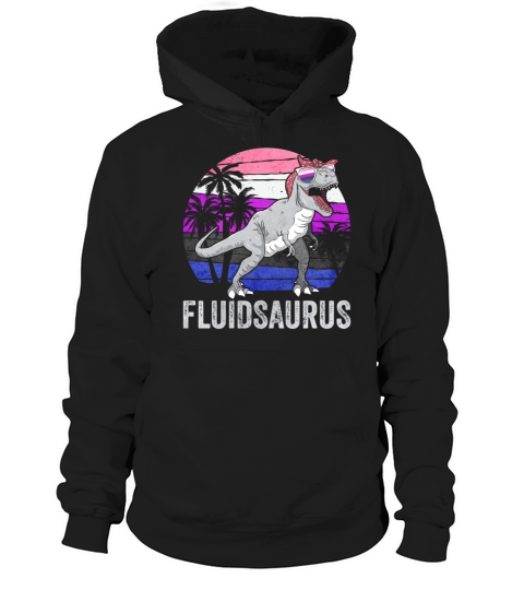 Gender Fluid Pride Flag Dinosaur Trex LGBTQ Hoodie Unisex