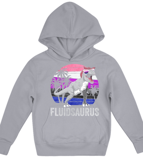 Gender Fluid Pride Flag Dinosaur Trex LGBTQ Kids Hoodie